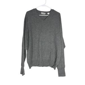 Vintage 90s Braemar Gray V-Neck Pullover 100% Cashmere Sweater Mens Size L
